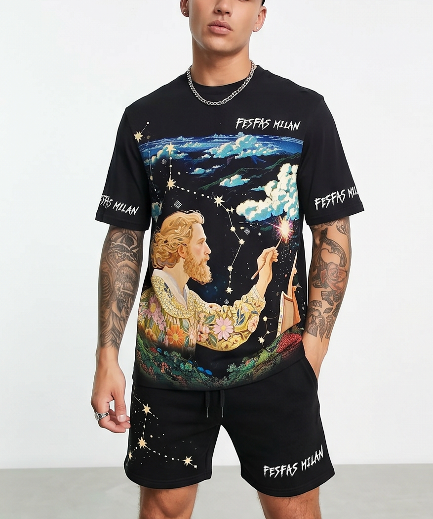 FesFas painting-print T-shirt Set | Black
