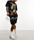 FesFas golden horse-print T-shirt Set | Black