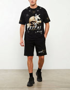 FesFas skull flower-print T-shirt Set | Black