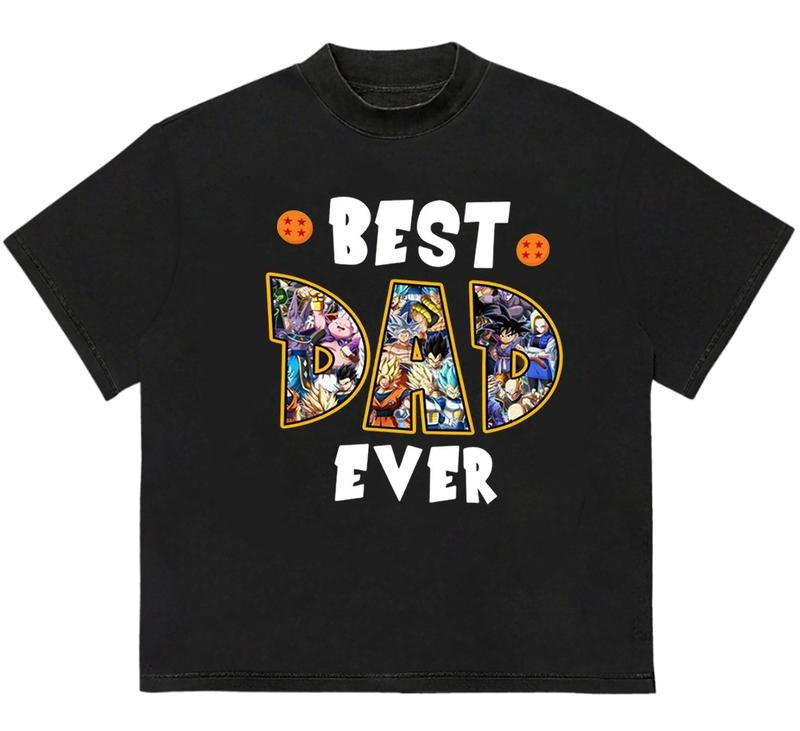 Best Dad Ever Dragonball Z T-Shirt Trendy Graphic T-Shirt with Street Style Hoodie, Sweatshirt | GrindPrints.com