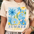 Boho Summer Vibes Floral Shirt, Watercolor Summer Vibes Girly Tee, Trendy Summer Shirt, Gift for Her, Hello Summer Gift...