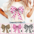 Bundle Checkered Coquette Bow Shirts, Leopard Coquette Bow, Pink Bow, Retro Mama, Soft girl aesthetic, Lady Top, Full...