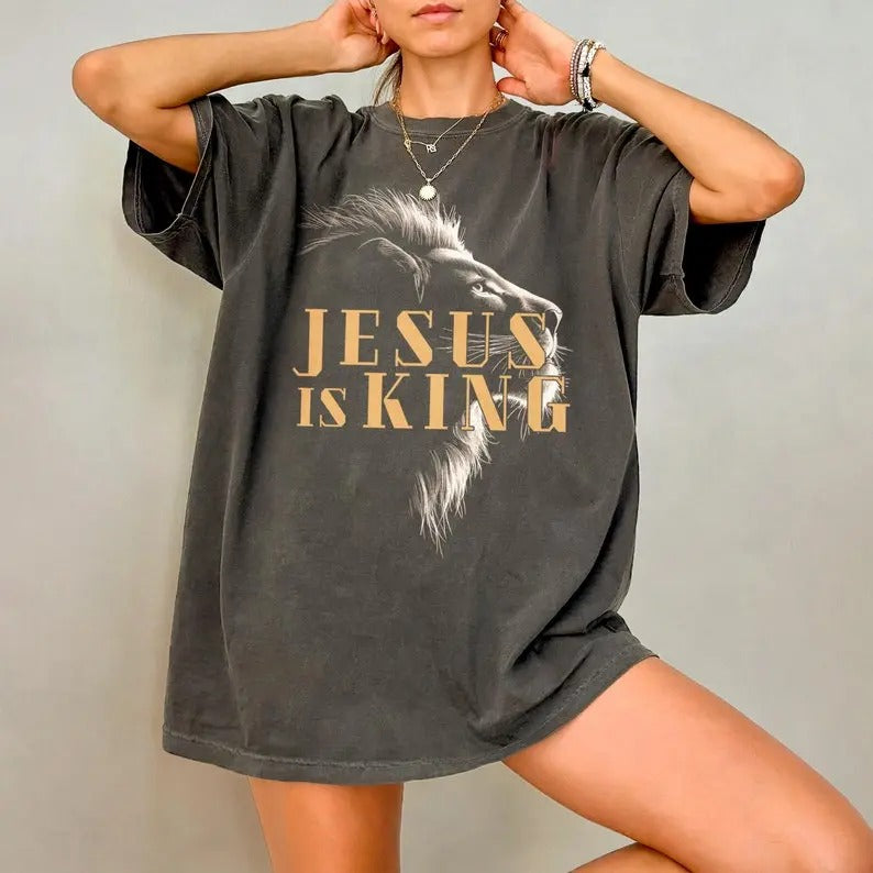 Comfort Colors Jesus Is King Shirt Christianity Comfort Colors Christian Lion Bible Verse Faith Streetwear T-Shirts, Hoodie, Sweatshirt