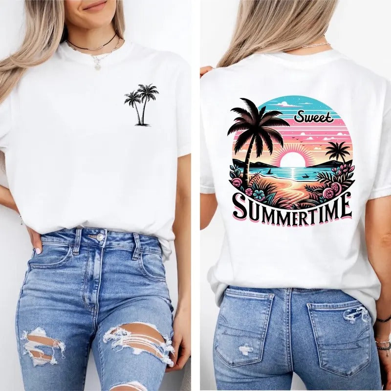 Comfort colors beach in summertime short sleeve cotton casual graphic tshirt Hoodie, Sweatshirt | GrindPrints.com