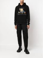 FesFas striped bear-print Hoodie | Black