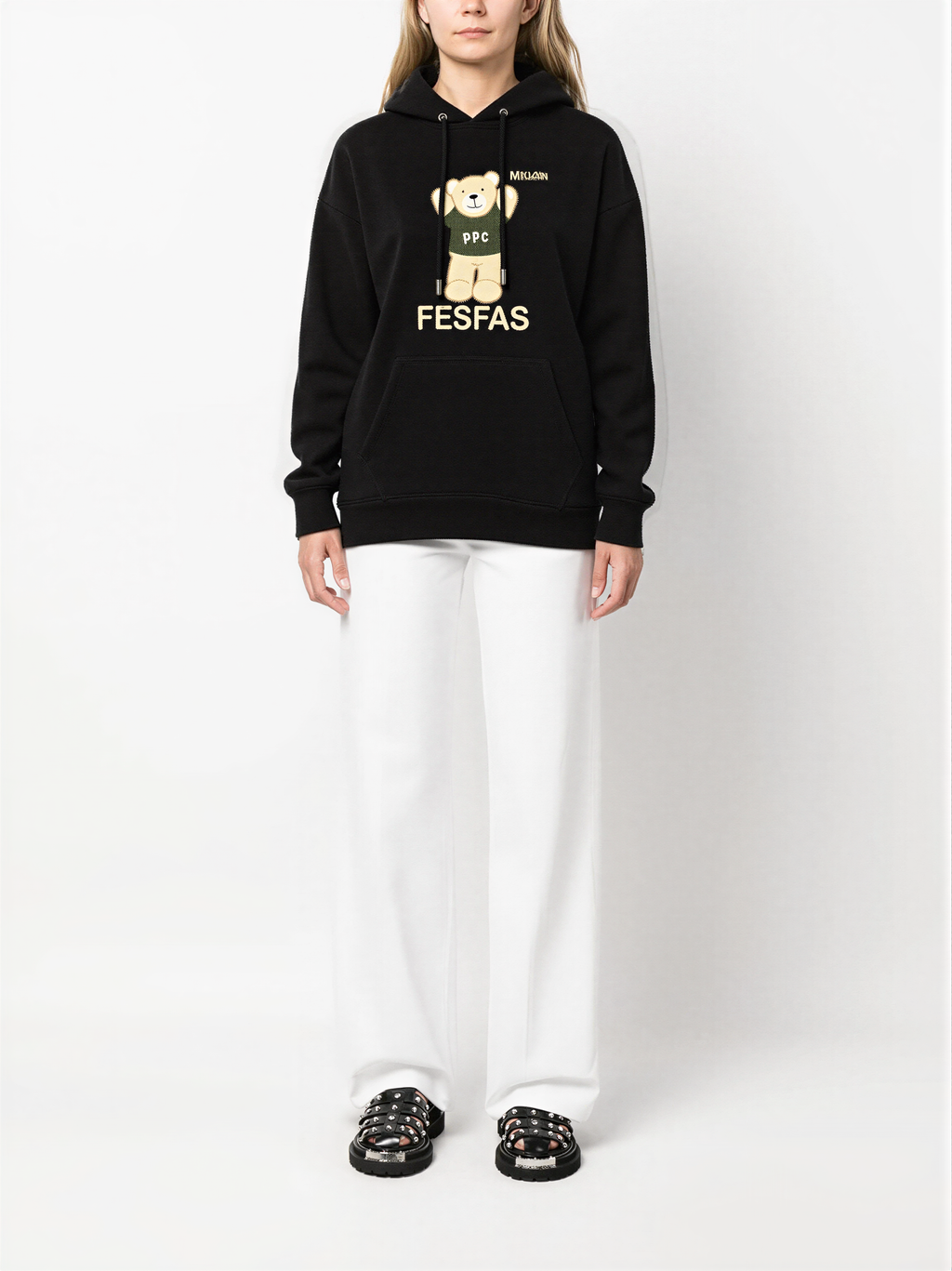 FesFas cute bear-print Hoodie | Black