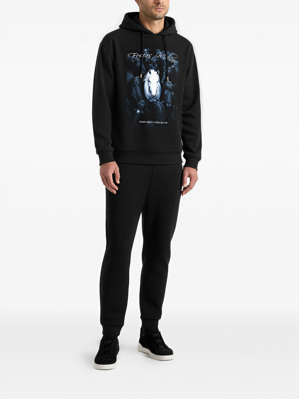 FesFas night horse-print Hoodie | Black