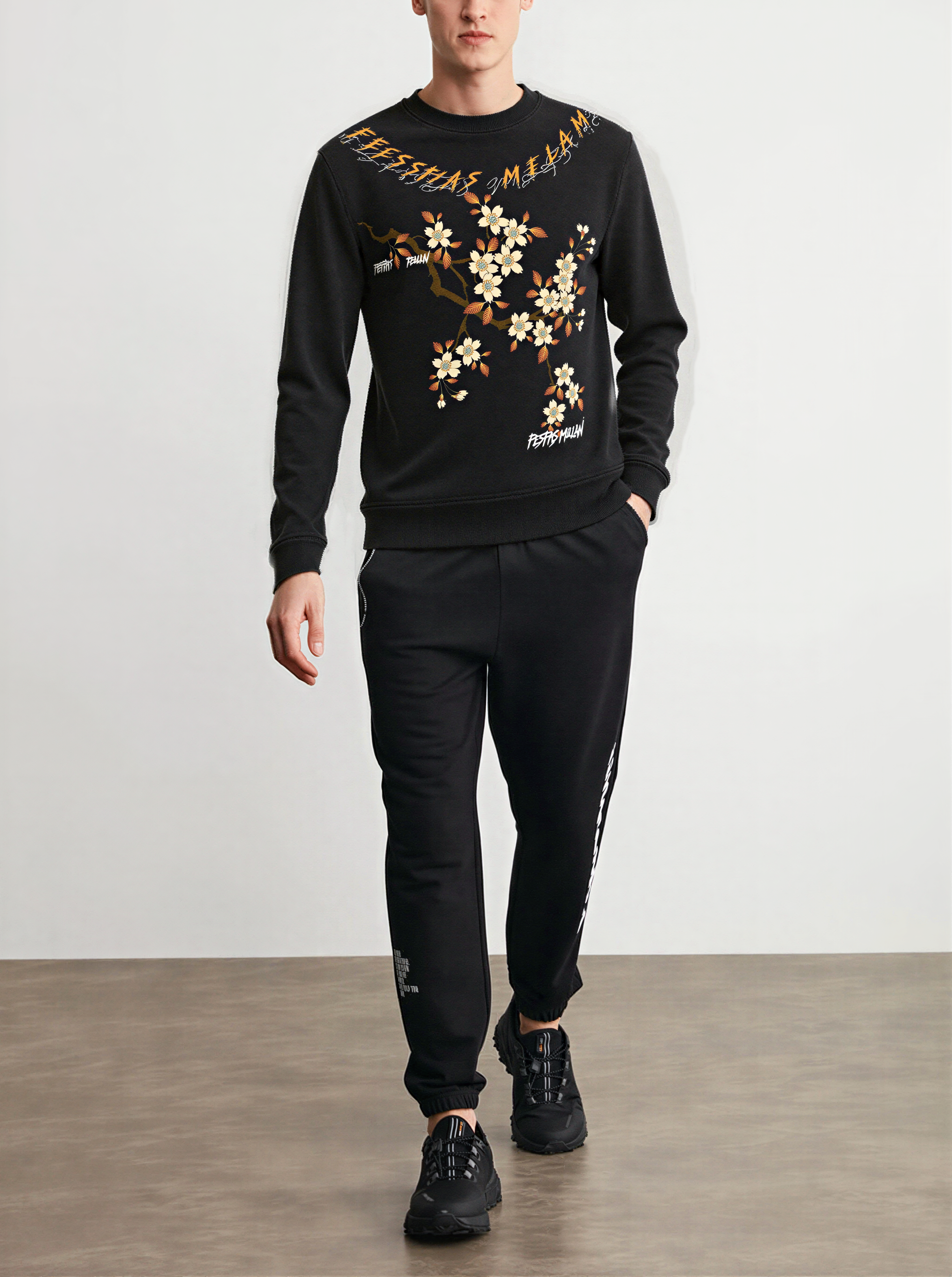 FesFas flowers-print Sweatshirt | Black