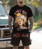 FesFas flower goddess-print T-shirt Set | Black
