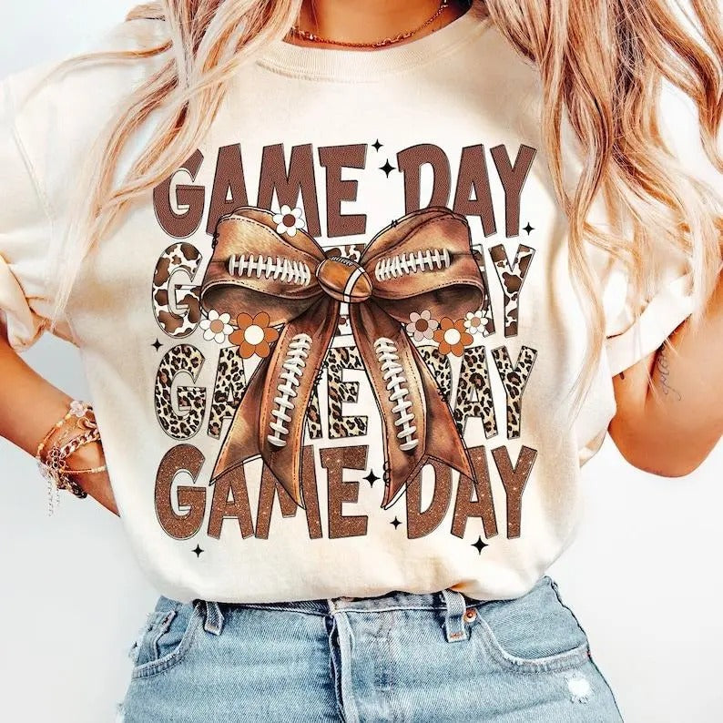 Coquette Football Shirt, Football Bow, Game Day, Fall Foot.ball Shirt, Football Season Shirt, Gift for Fan, Gift for...