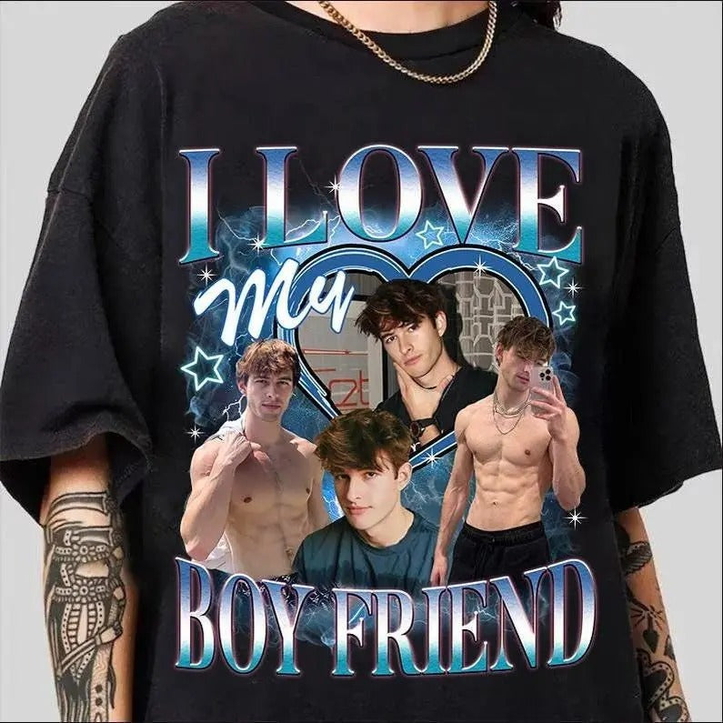 Custom Your Own Shirt Custom Bootleg Shirt Valentine I Love My Boyfriend Custom Photo Vintage 90s Shirts T-Shirts, Hoodie, Sweatshirt