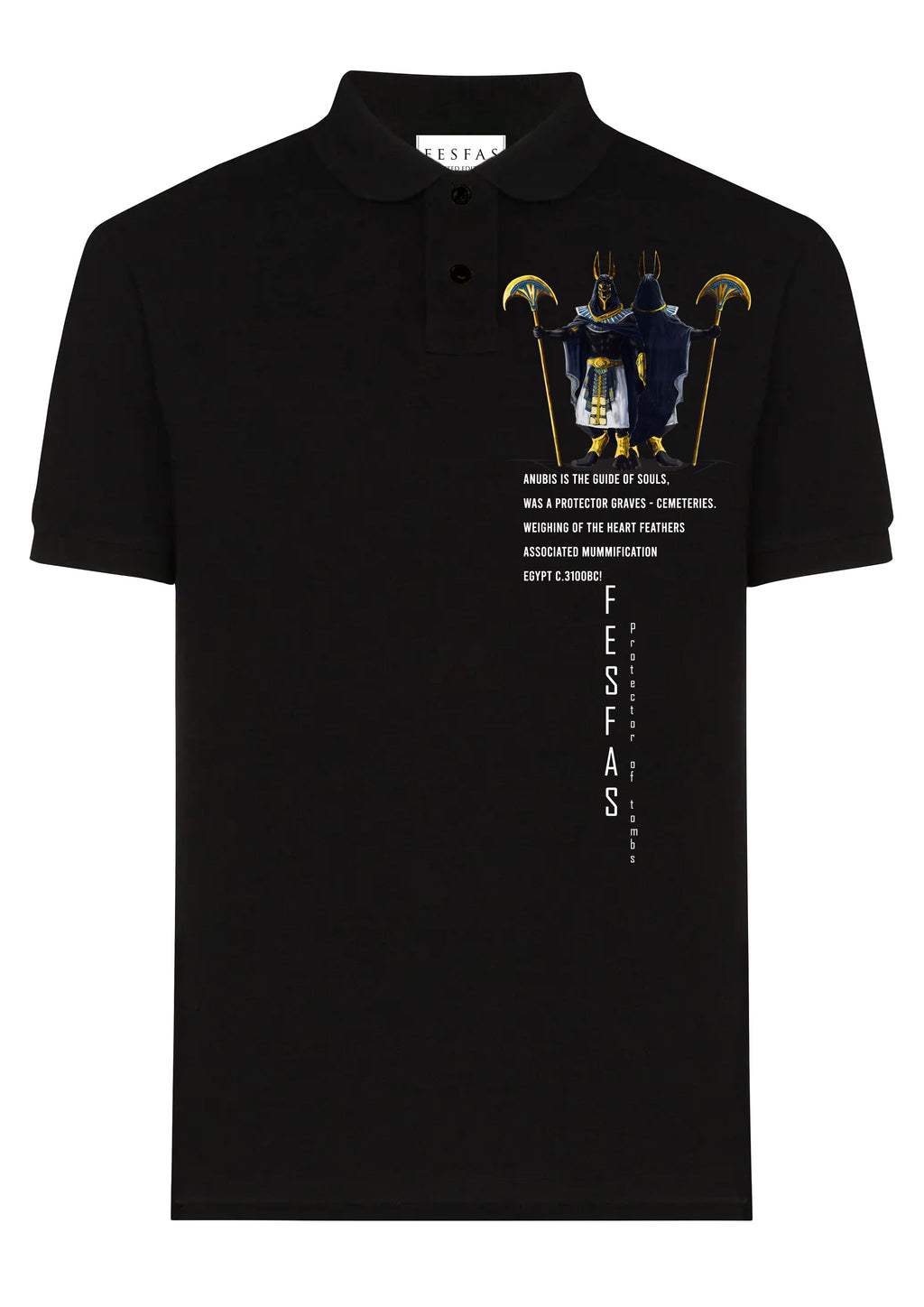 FesFas Anubis-print Polo Shirt | Black