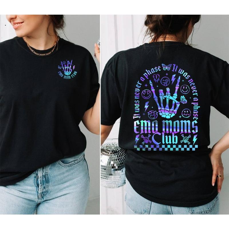 Emo Moms Club Shirt And Sweatshirt, Motherhood Shirt, Emo Moms Skeleton Shirt, Mama Shirt, Elder Emo, Mothers Day Gift,...