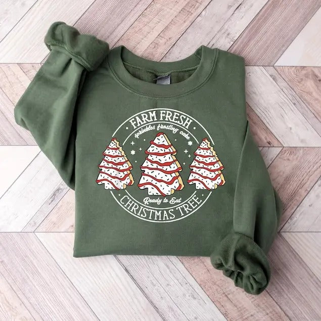 Farm Fresh Christmas Tree Shirt, Christmas Tree Cake Shirt, Christmas Cake Hoodie xmas sweater Sweatshirt | GrindPrints.com