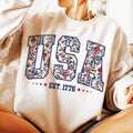 Floral USA Shirt, Retro America, 4th Of July Shirt, 4th Of July Sublimation Design, America Coquette Tee, Patriotic,...