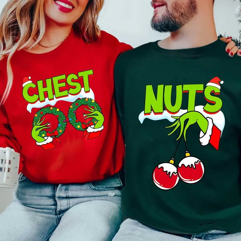 Funny Couple Matching Shirts, Cute vintage Christmas Sweatshirt T- Shirt Hoodie, items 90s Xmas movie | GrindPrints.com