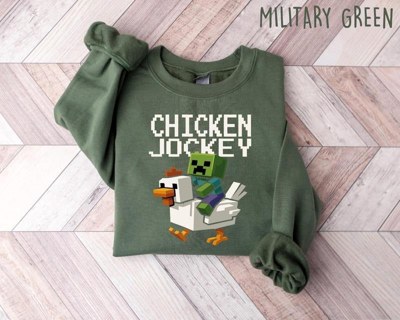 Funny Gaming Shirt, Funny Chicken Jockey Pixel Tshirt, Jockeys Chicken Meme Shirt, Gift for Gamers, Gift for Boyfriend,...