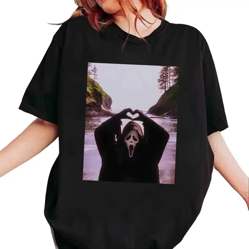 Funny Ghost Heart Hands Shirt, Halloween Scary Movie Face, Cute Bling Heart Ghost For T-Shirt Sweatshirt Hoodie