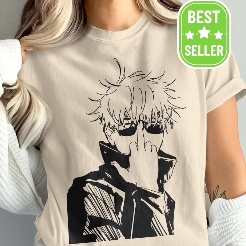 Gojo Satoru Shirt, Jujutsu Kaisen Tshirt, Best Anime Shirts, Gift For Anime Lovers, Gojo Badass Tshirt, Anime Apparel,...