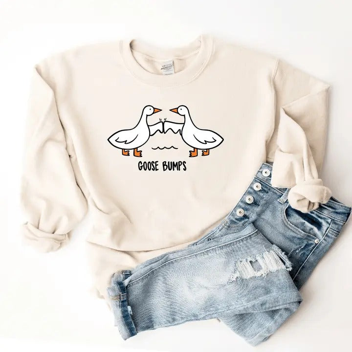 Goose Bump Sweatshirt, Silly Goose Sweater, Christmas Shirt, Greetings Sweater,Gift for Goose Lover,Couple Tee, Christmas...