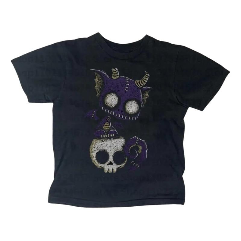 Gothic Emo Girl Baby Tee, Y2k Top Women Streetwear, Emo Scene 2000s Clothes, Grunge 2000s, Women Fitted T-Shirt, Casual...