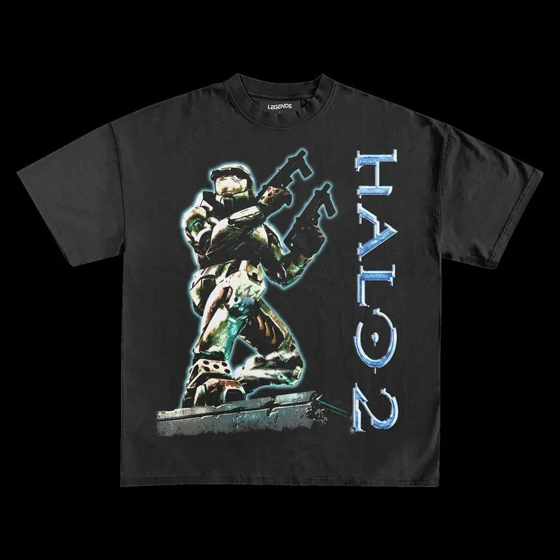 HALO 2 Vintage Tee - Men's Cotton T-Shirt Cotton Menswear Top Decoration Hoodie, Sweatshirt | GrindPrints.com