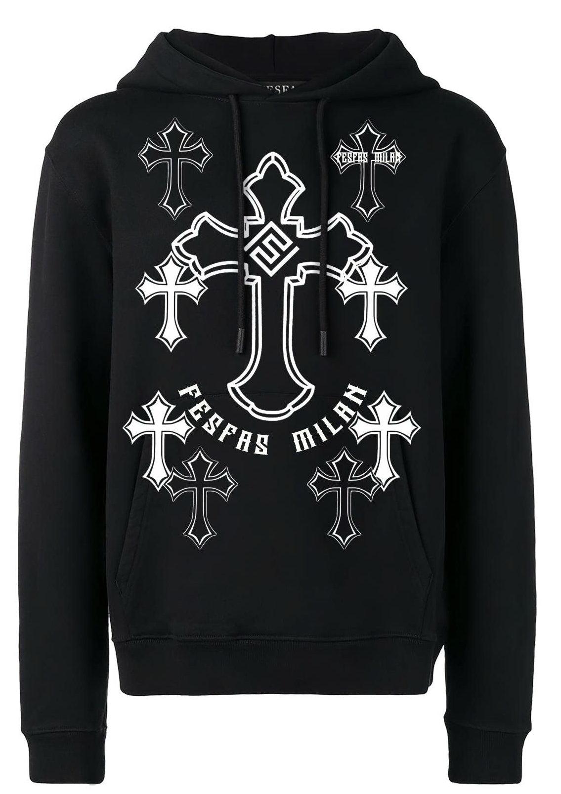 FesFas Cross-print Hoodie Set | Black
