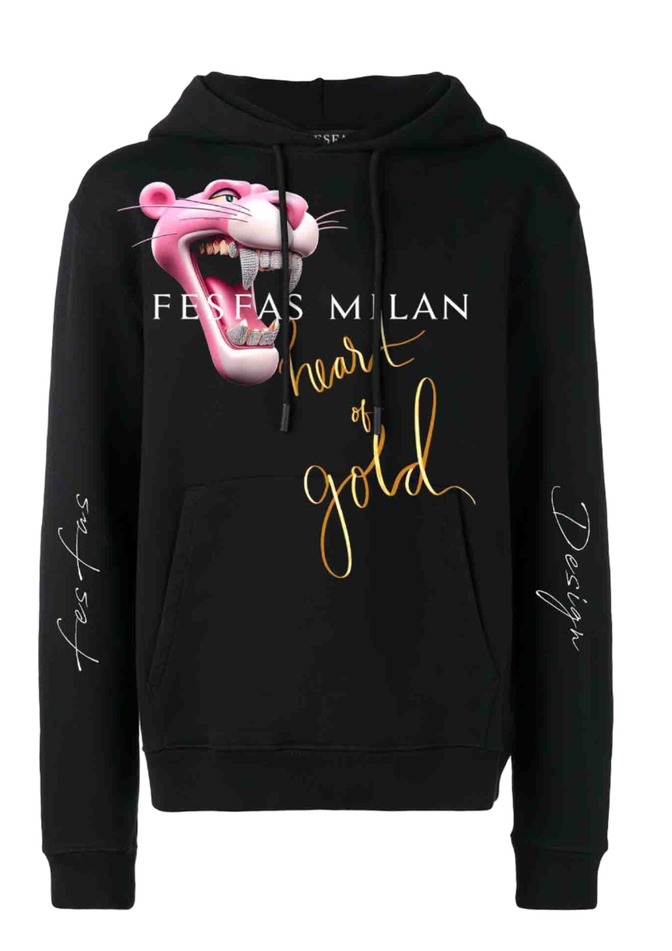 FesFas pink panther-print Hoodie | Black