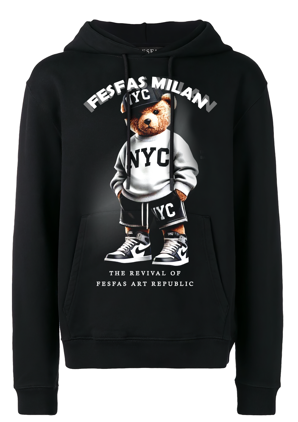 FesFas Bear-print Hoodie Set | Black