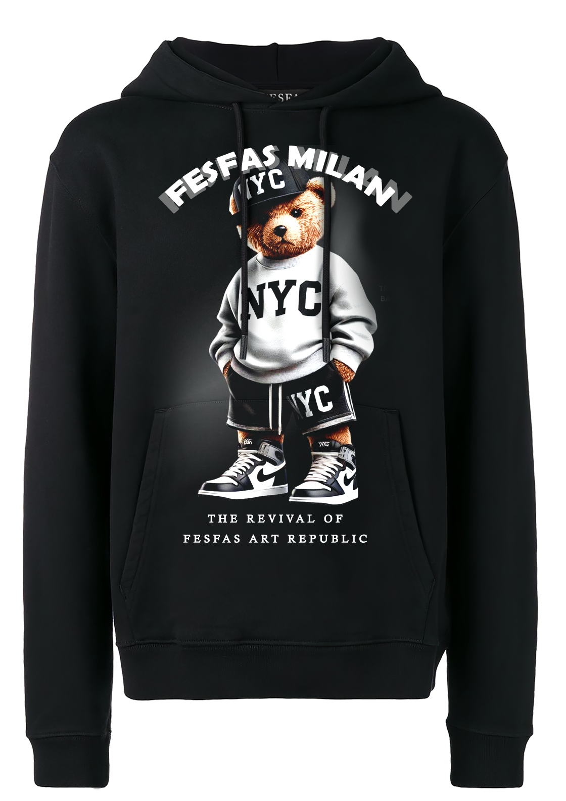 FesFas Bear-print Hoodie Set | Black