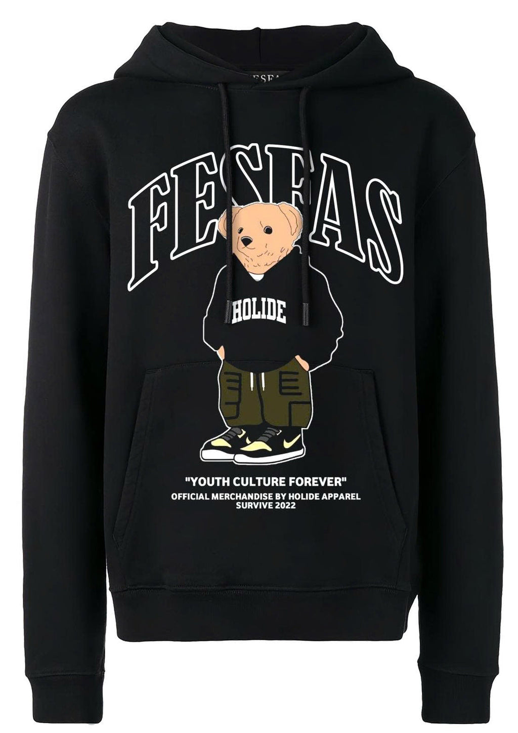 FesFas Bear-print Hoodie Set | Black
