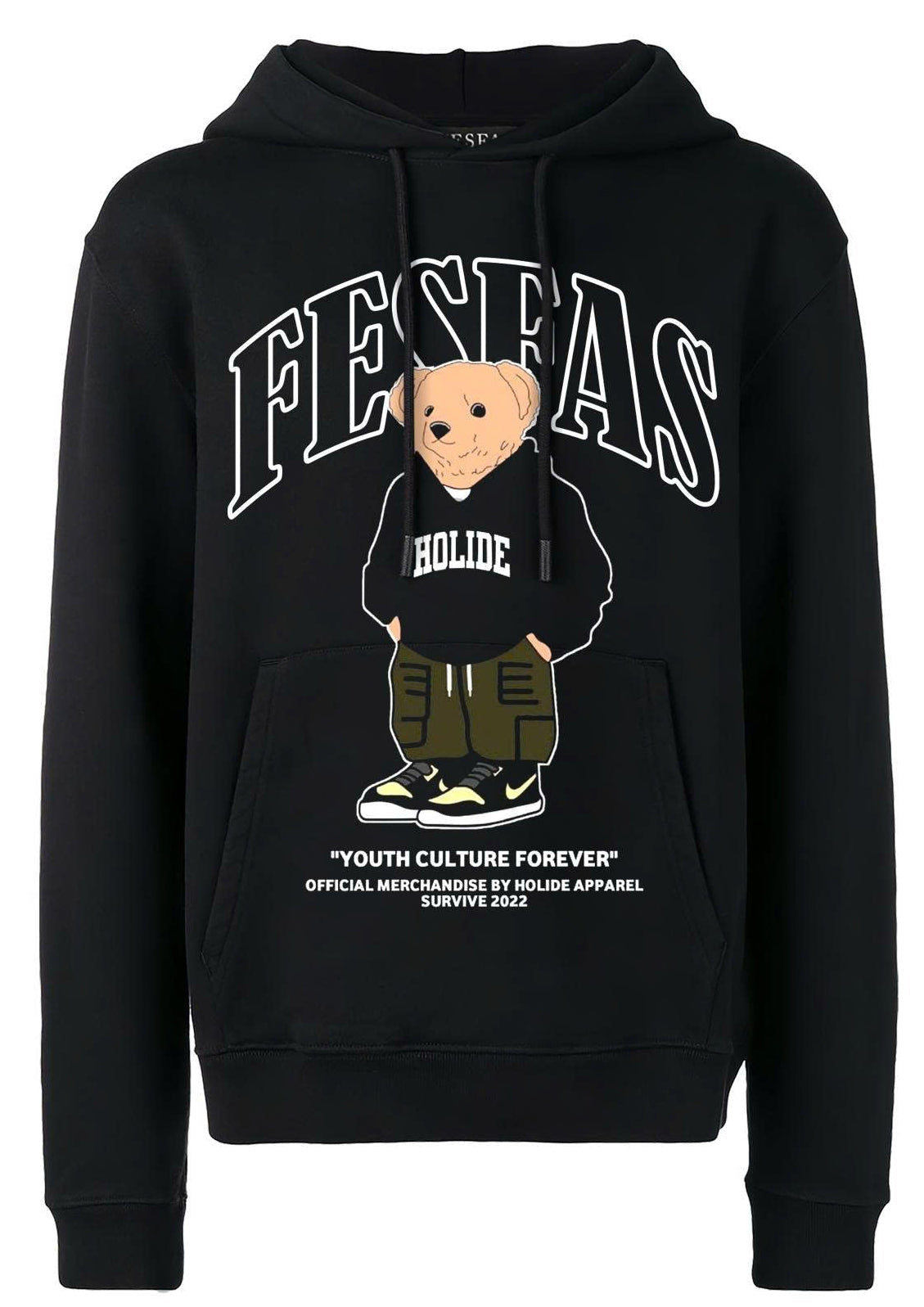 FesFas Bear-print Hoodie Set | Black