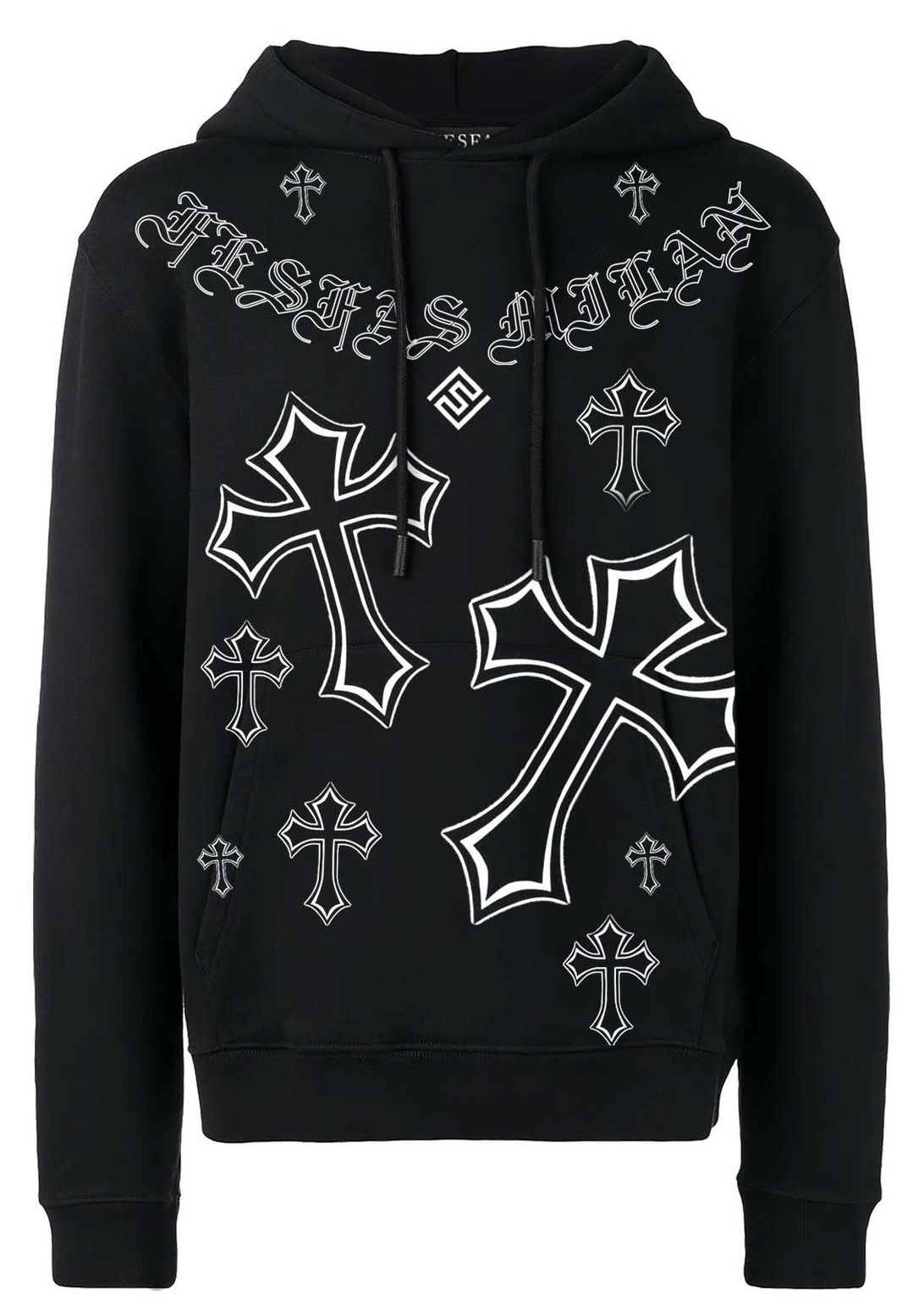FesFas Cross-print Hoodie Set | Black