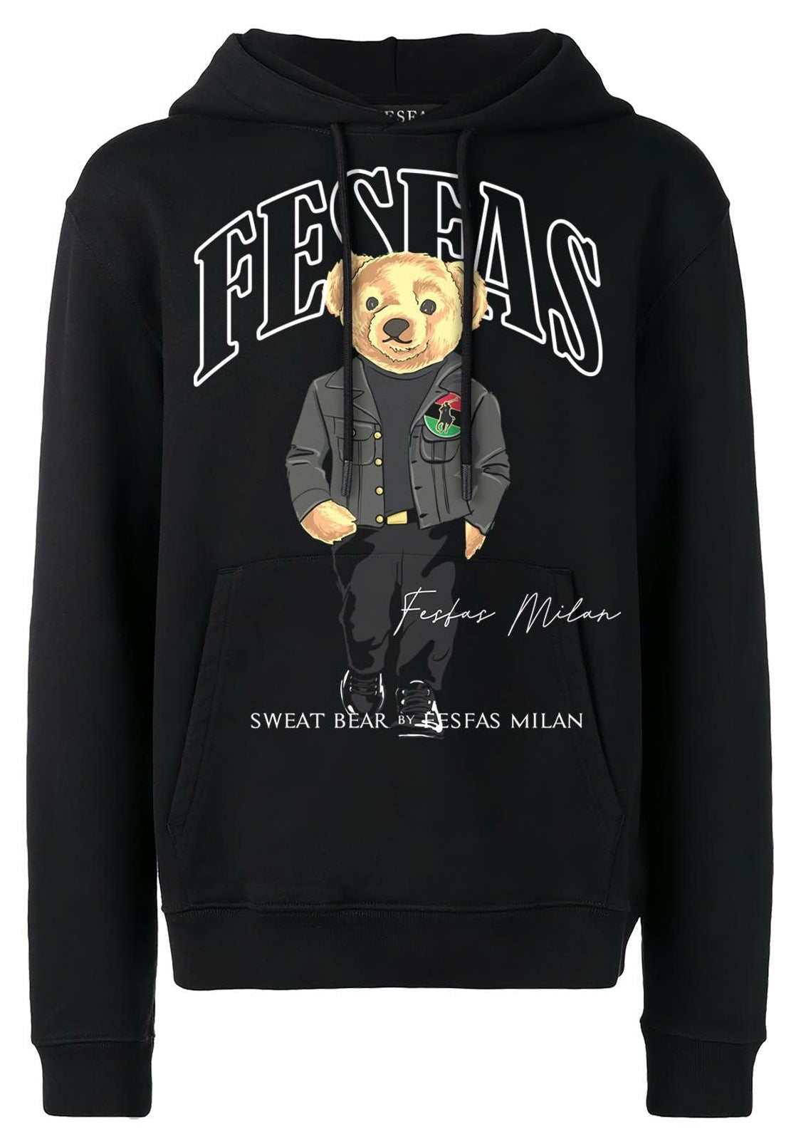FesFas Bear-print Hoodie Set | Black