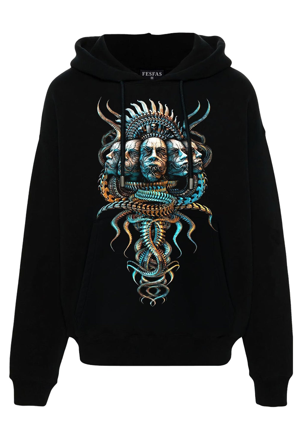 FesFas snake faces-print Hoodie | Black