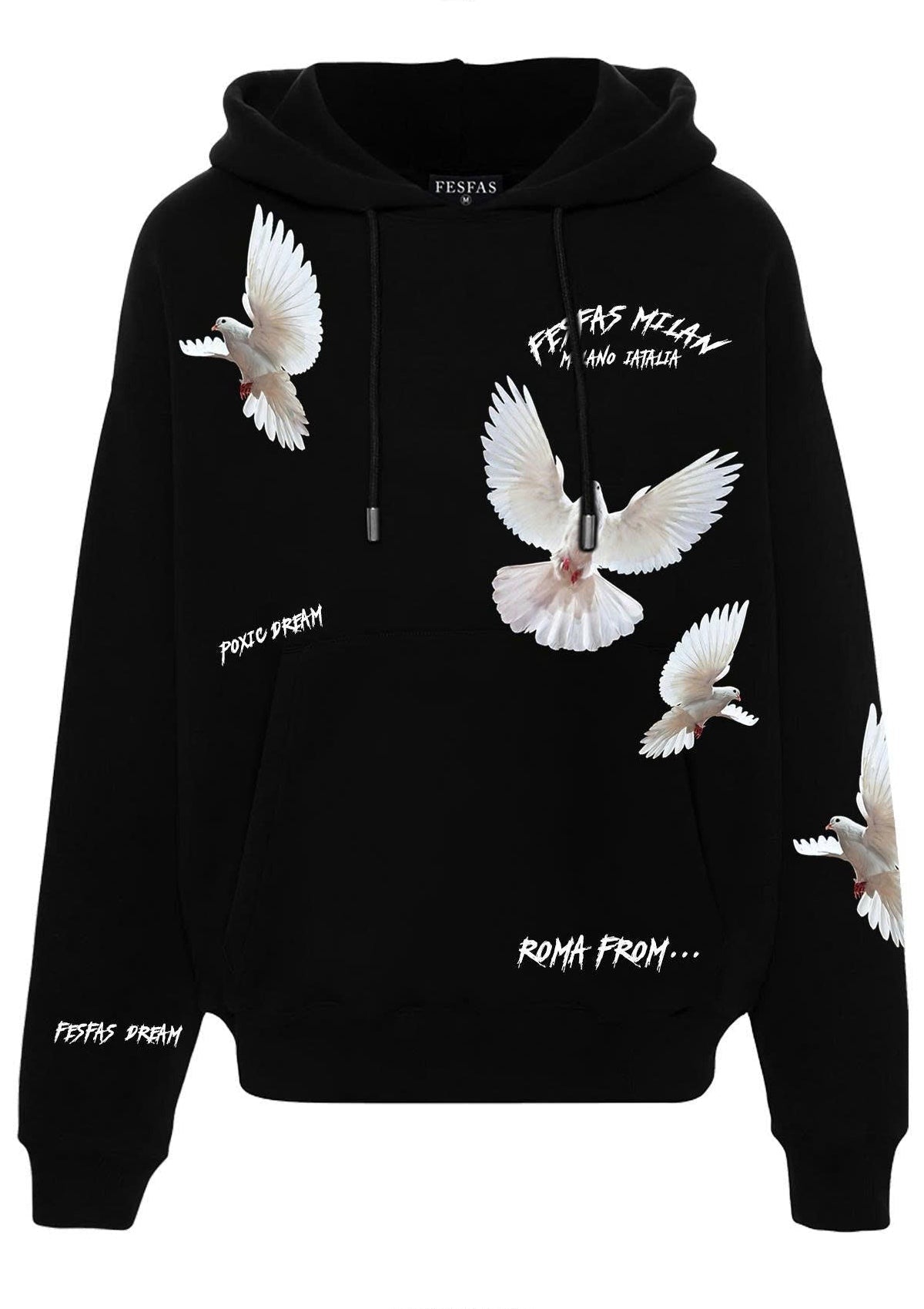 FesFas pigeons-print Hoodie | Black