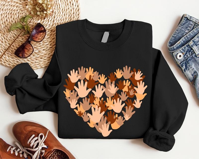 Heart Hands Different Races Skin Love Equal Rights Human Rights Equality Differences Woman T-Shirts, Hoodie, Sweatshirt