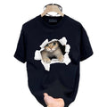 Heavy cotton short-sleeved T-shirt casual trend men and women summer ins white round neck top trendy versatile men's...