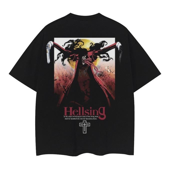 Hellsing "Alucard" Heavyweight Vintage Tee 100% Cotton OVERSIZED Anime T-shirt Menswear Top Casual Streetwear Black Baggy...