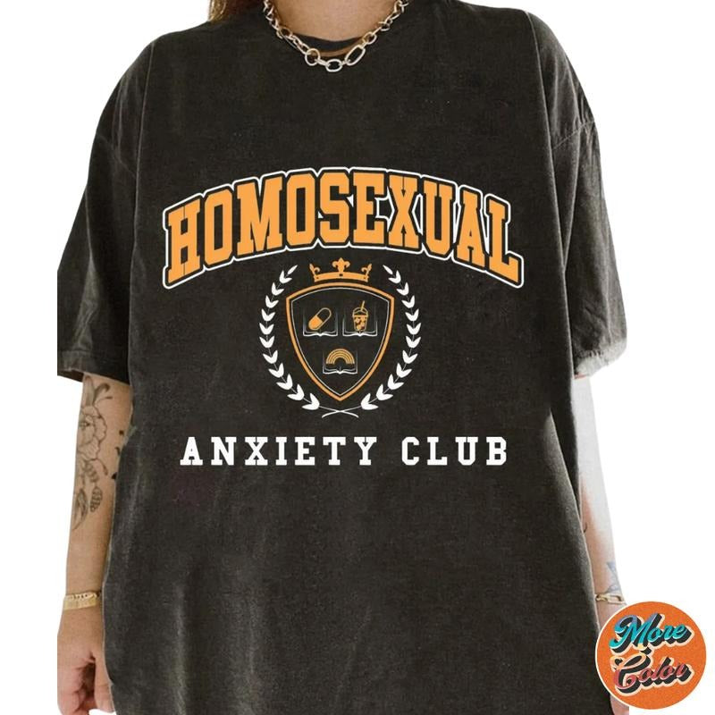 Homosexual Anxiety Club LGBTQ Movie Shirts, Cotton Unisex T-shirt, Crew Neck, Size S- 3xl, Menswear Top, Womenswear Top...