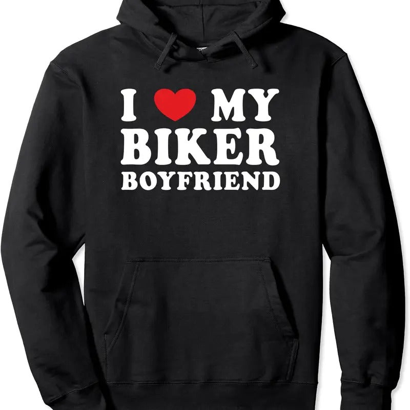 I Love My Biker Boyfriend Cool Lovely Mom Girlfriend Biker Hoodie | Unisex Hooded Sweatshirt T-Shirts | GrindPrints.com