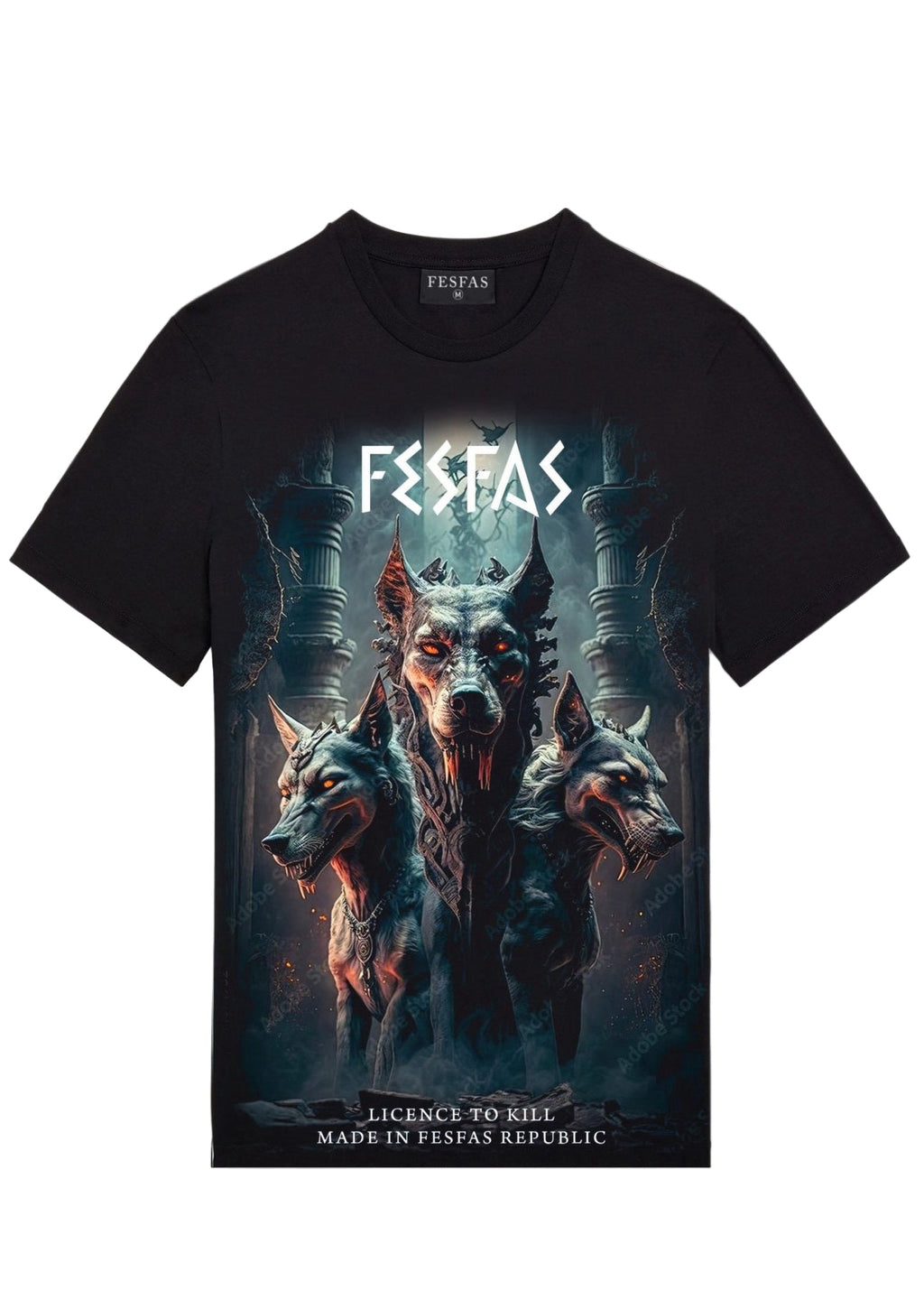 FesFas cerberus-print T-shirt | Black