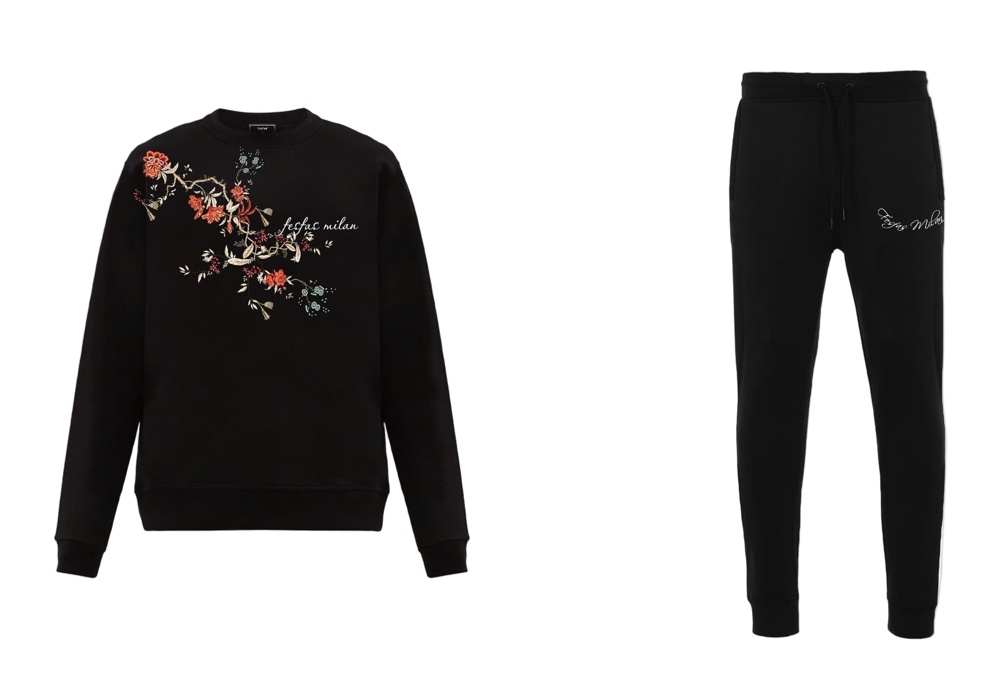 FesFas Flowers-print Sweatshirt Set | Black