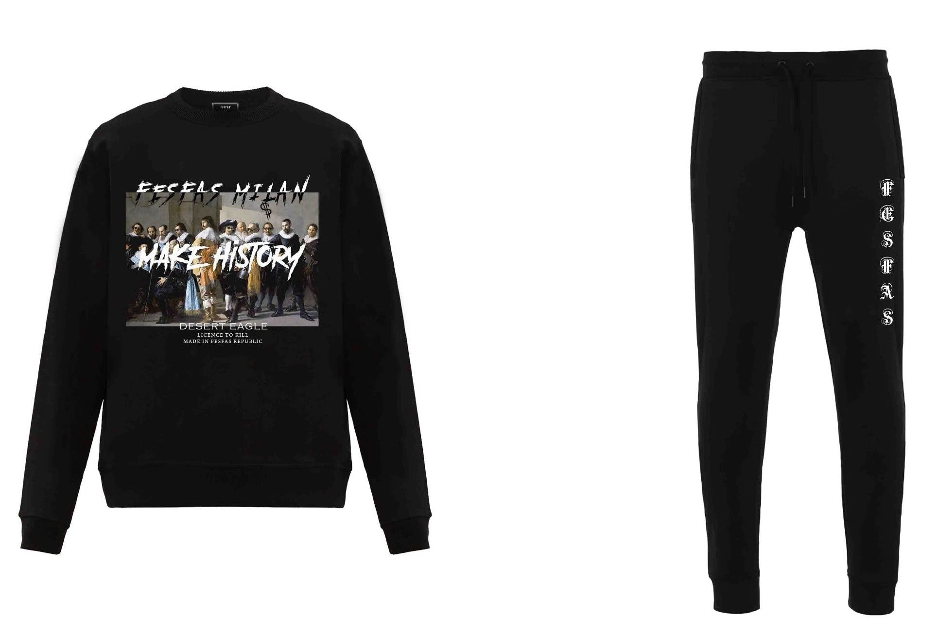 FesFas Graphic-print Sweatshirt Set | Black