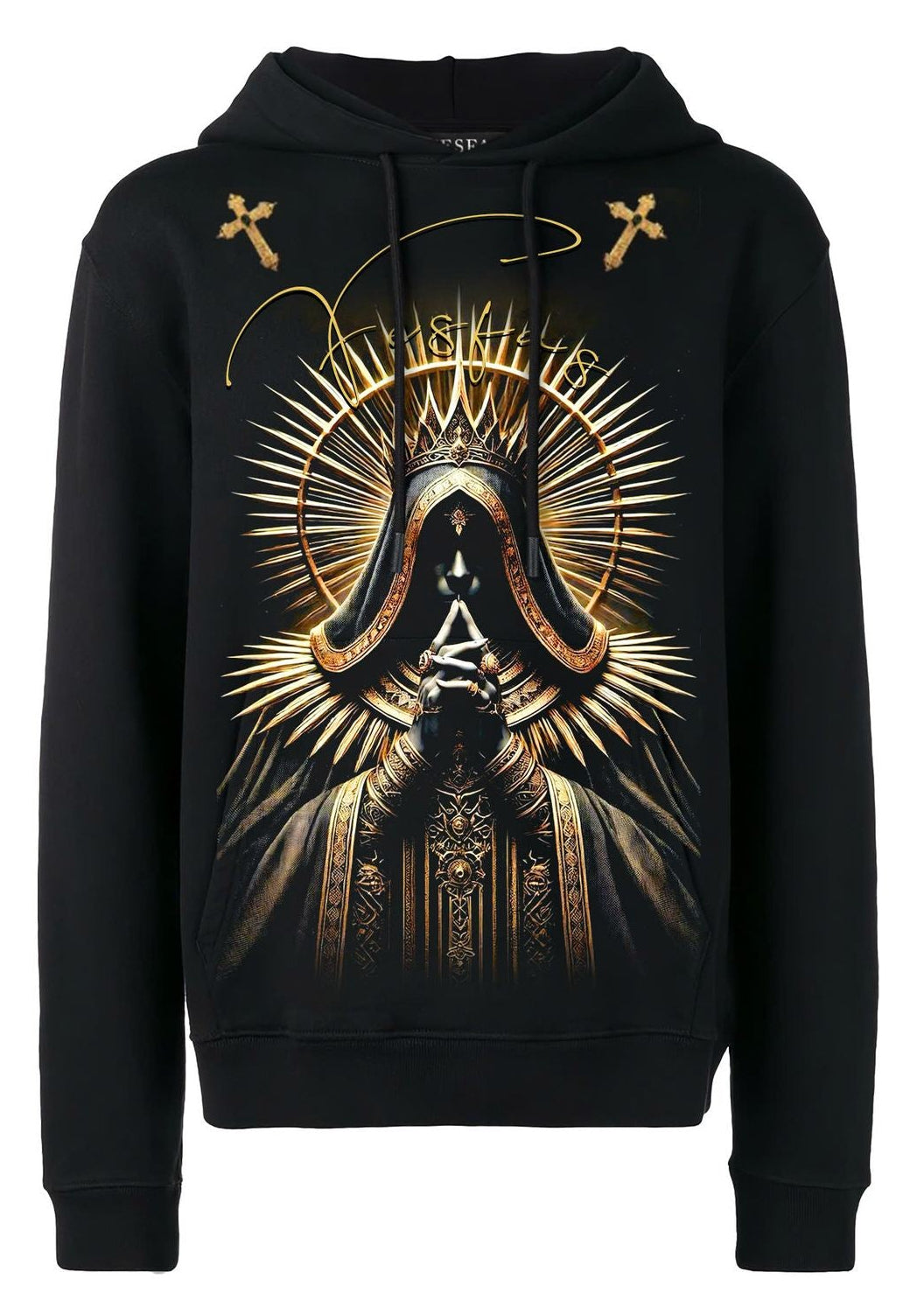 FesFas God-print Hoodie | Black