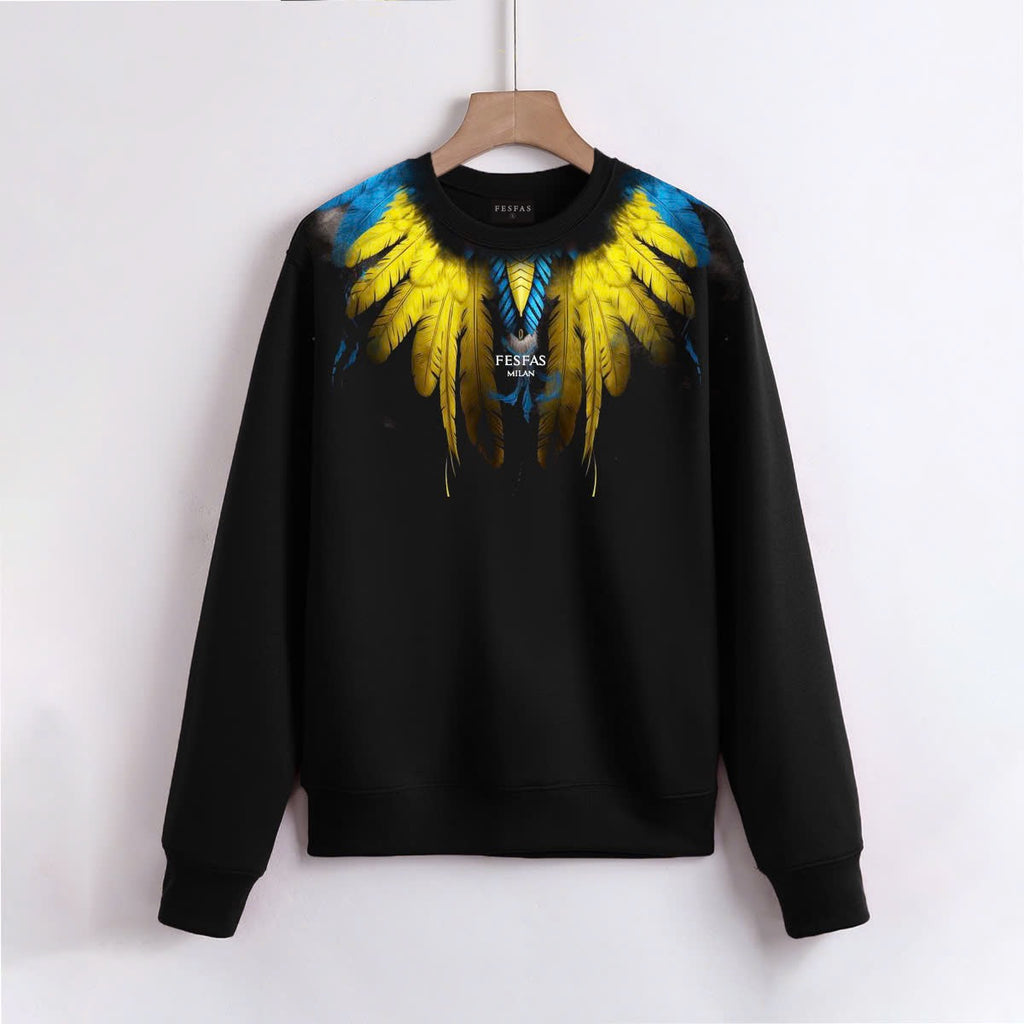 FesFas Feathers-print Sweatshirt | Black