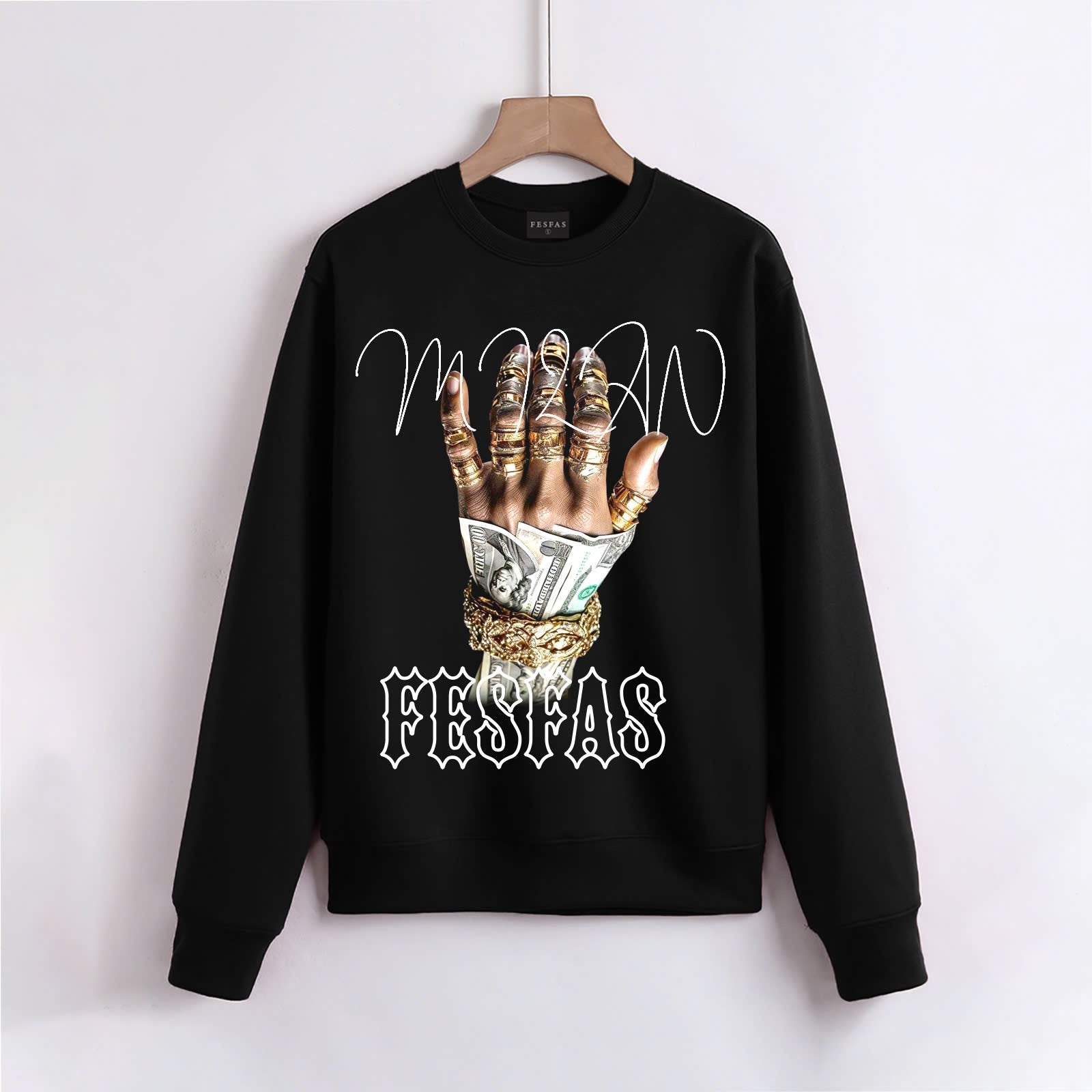 FesFas Diamond Hand-print Sweatshirt | Black