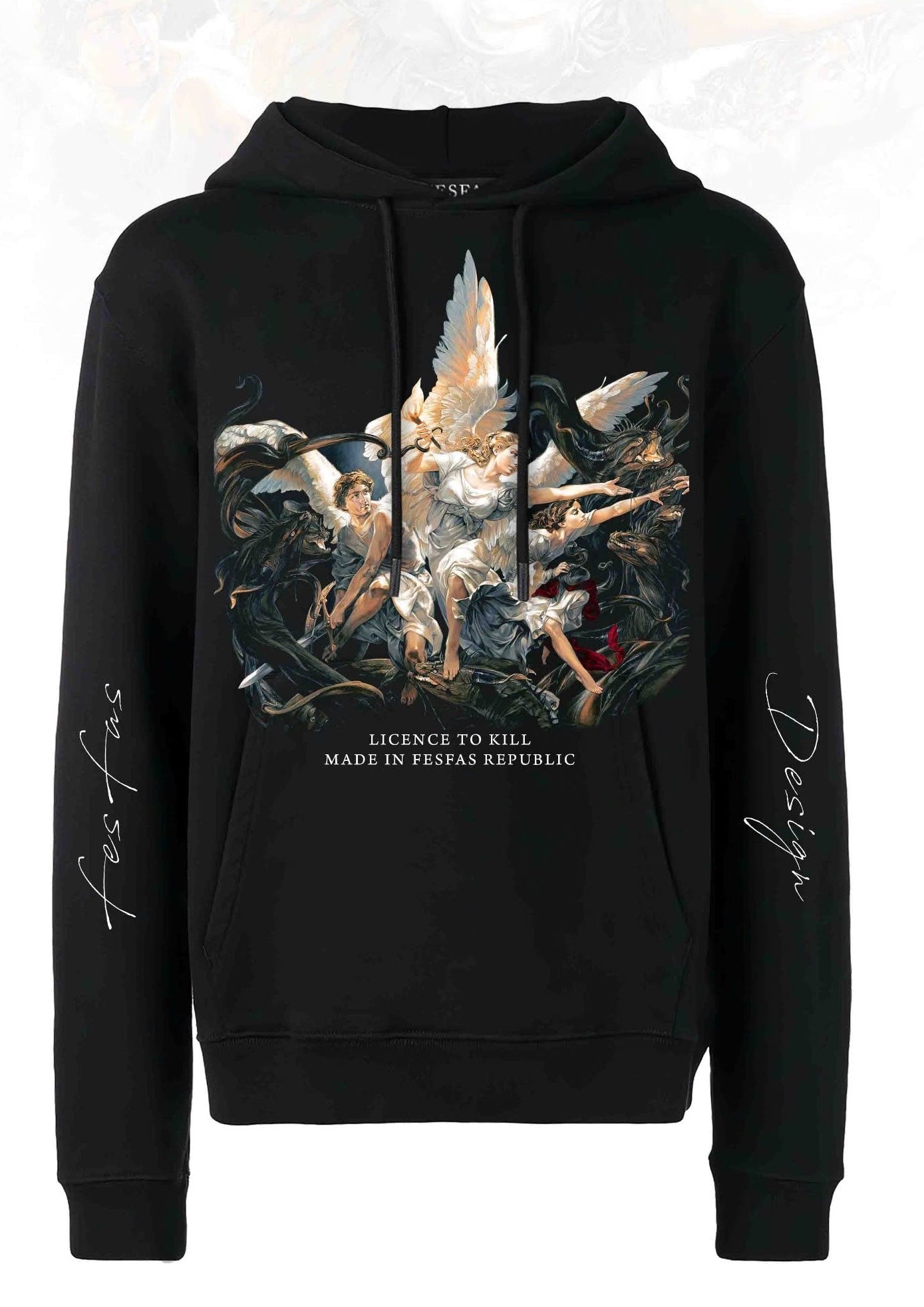 FesFas Angel-print Hoodie | Black