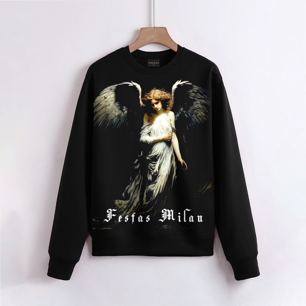 FesFas Angel-print Sweatshirt Set | Black
