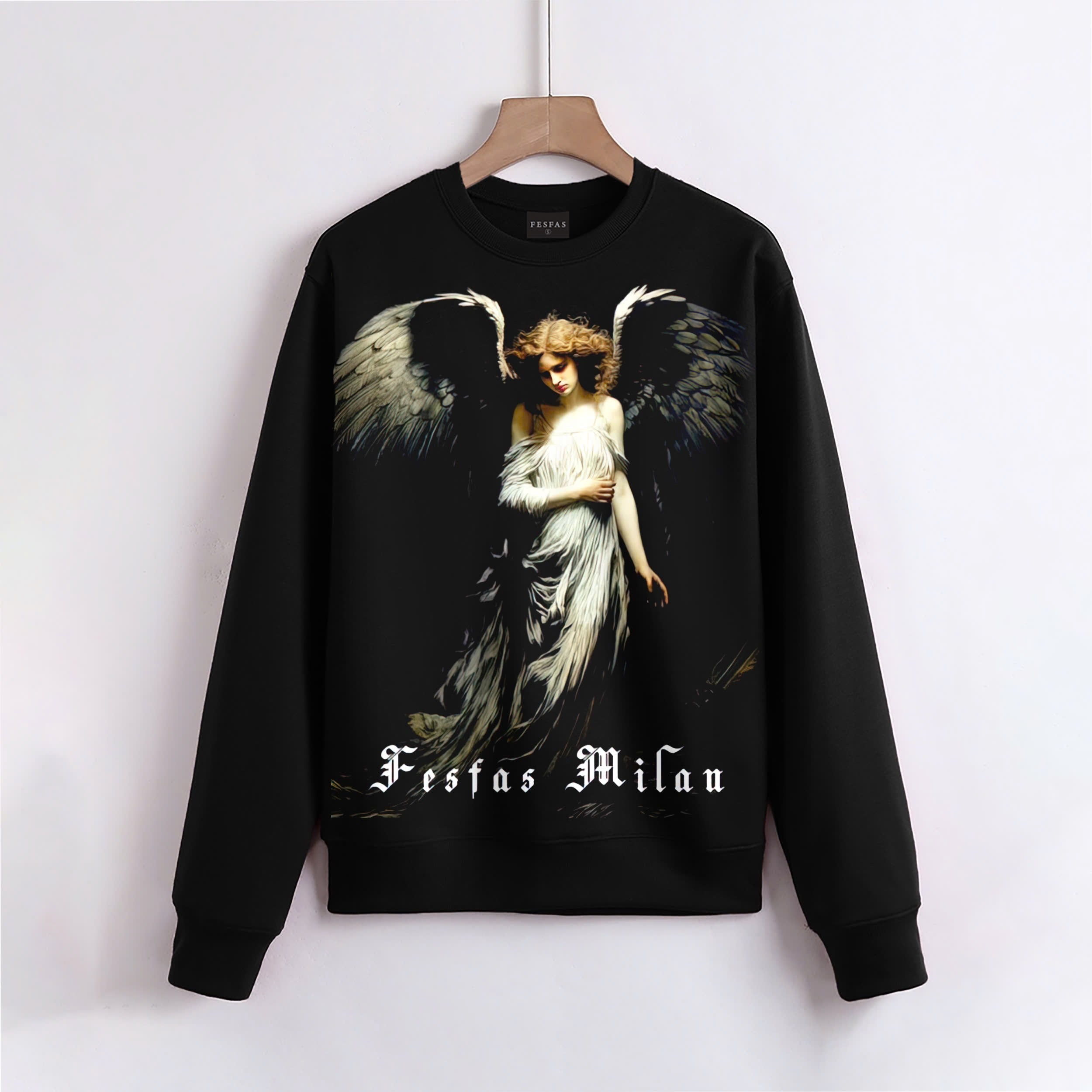 FesFas Angel-print Sweatshirt Set | Black
